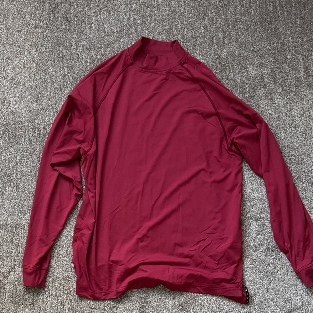 Red Long Baselayer Shirt for Winter Sports